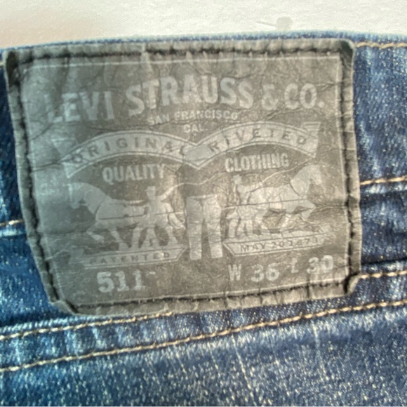 Levi’s Men 511 Medium Wash Denim Straight Leg Jeans Black Tag W36 L30 - Picture 4 of 16